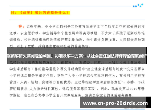 赵鹏解析欠薪问题的成因、影响及解决方案:从社会责任到法律保障的深度剖析 赵鹏解析欠薪问题的成因、影响及解决方案:从社会责任到法律保障的深度剖析