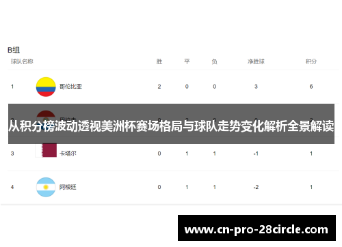 从积分榜波动透视美洲杯赛场格局与球队走势变化解析全景解读